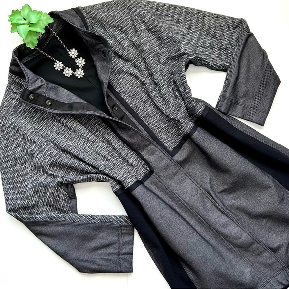 Lululemon Car Coat Black Gray Luon Snap Front Long Jacket Size Small - Picture 2 of 16